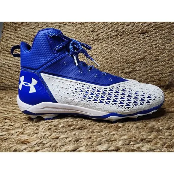 Under Armour Men's S 14 Team Hammer MR Football Cleats Blue White Athletic